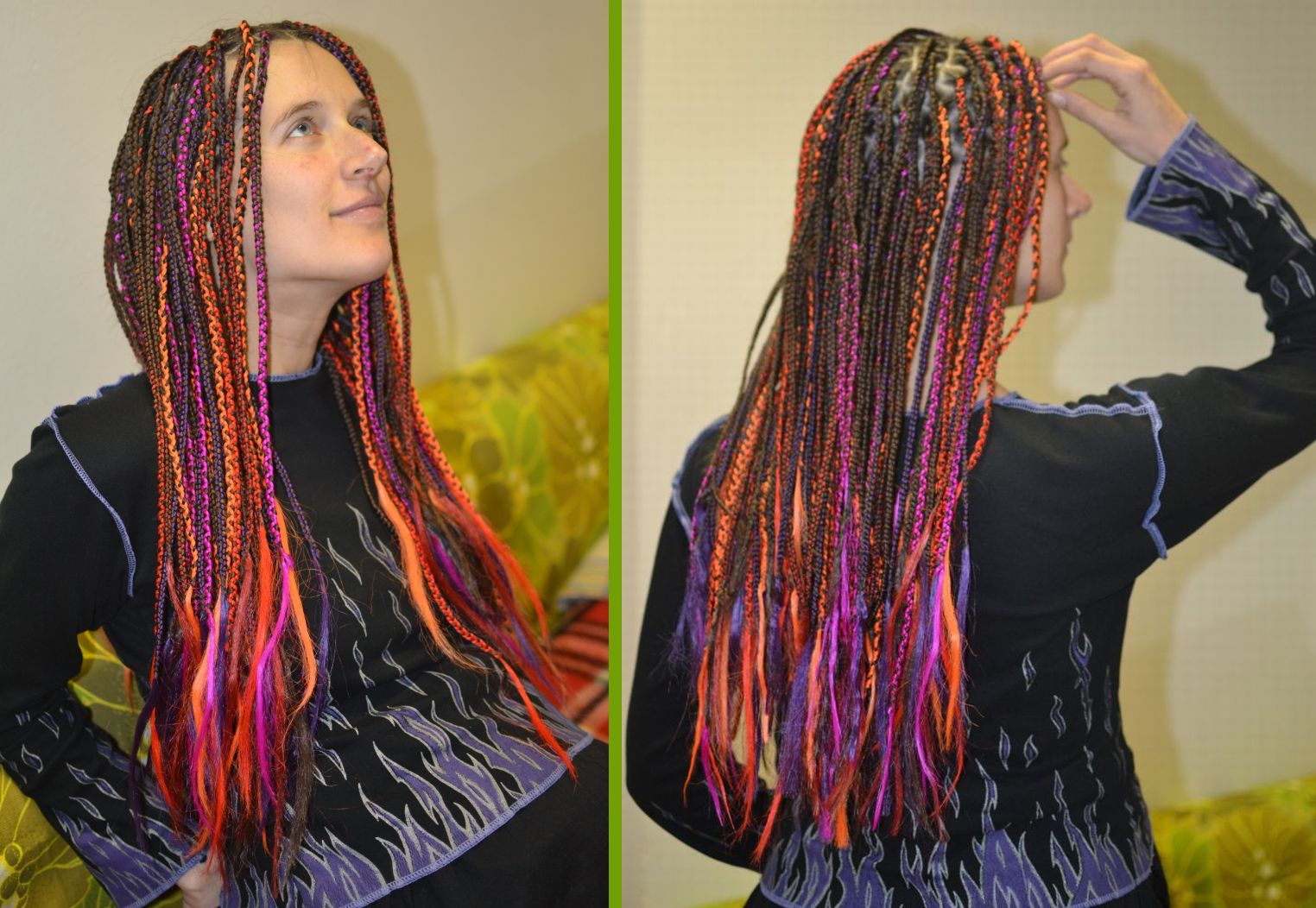 Colourful braids for pregnant friend